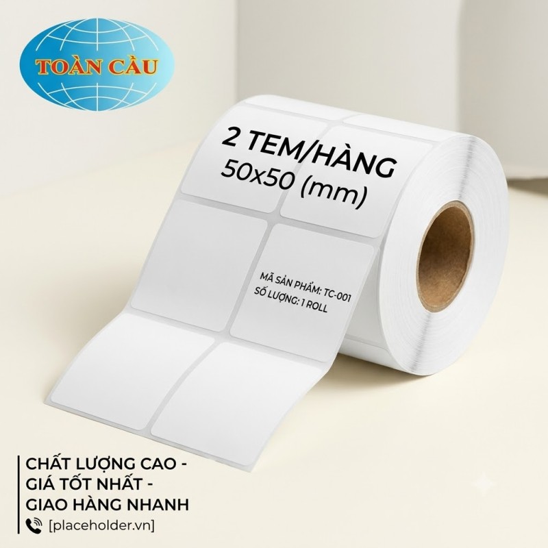 Giấy decal 02 tem vuông 50x50mm