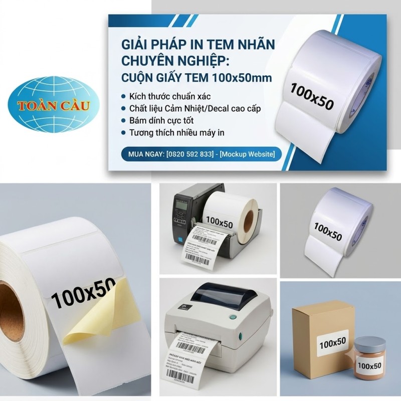 Giấy decal in mã vạch 100x50mm