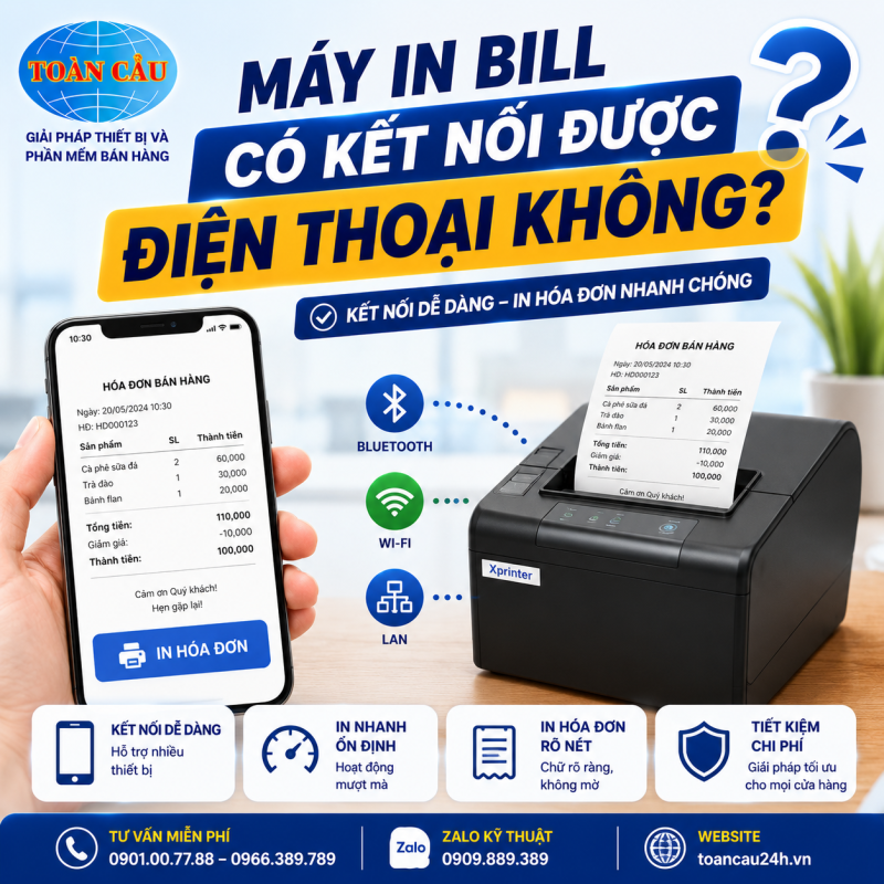 Máy in bill có kết nối được điện thoại không?