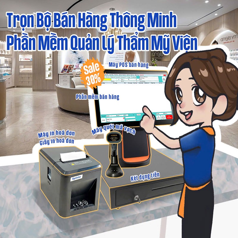 Trọn Bộ Phần Mềm Quản Lý, Tính Tiền Máy Cảm Ứng Thẩm Mỹ Viện