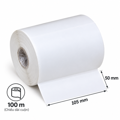 Giấy decal 105x50mm cuộn 100m