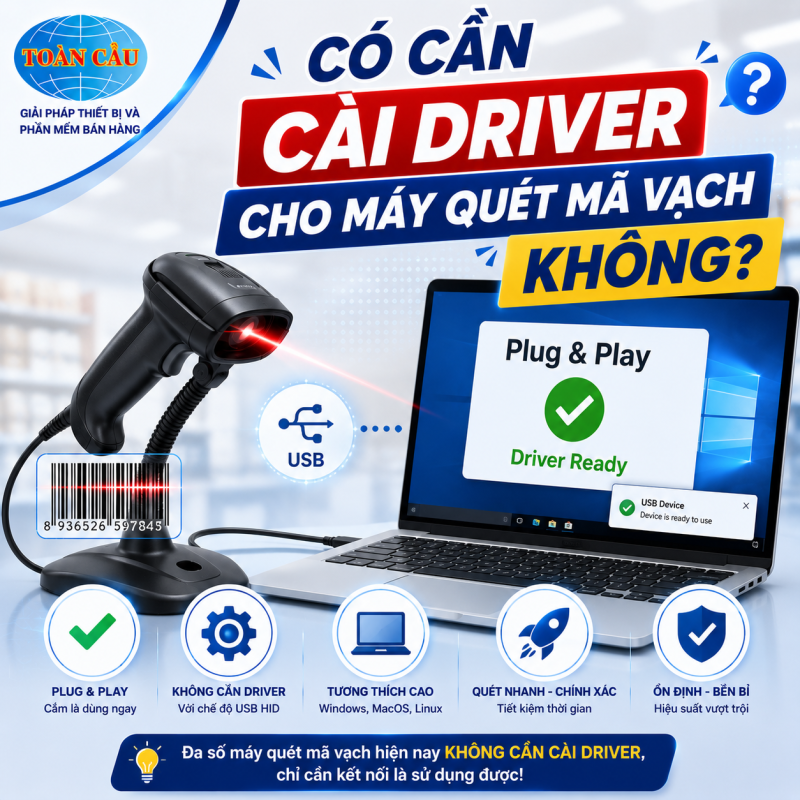 Có cần cài driver cho máy quét mã vạch không?
