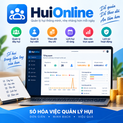 Phần Mềm Quản Lý Hụi HuiOnline – Quản Lý Dây Hụi & Sổ Hụi
