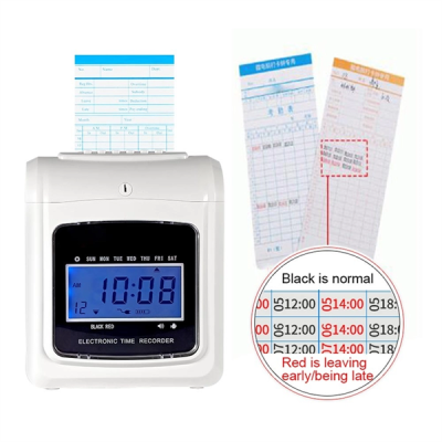 Máy chấm công in thẻ TM-LY268N – 3 ca, 2 màu, pin lưu điện