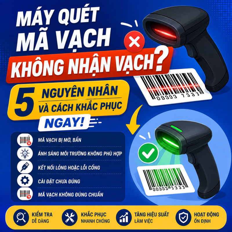 Máy quét mã vạch không nhận vạch? 5 Nguyên nhân và cách khắc phục ngay!