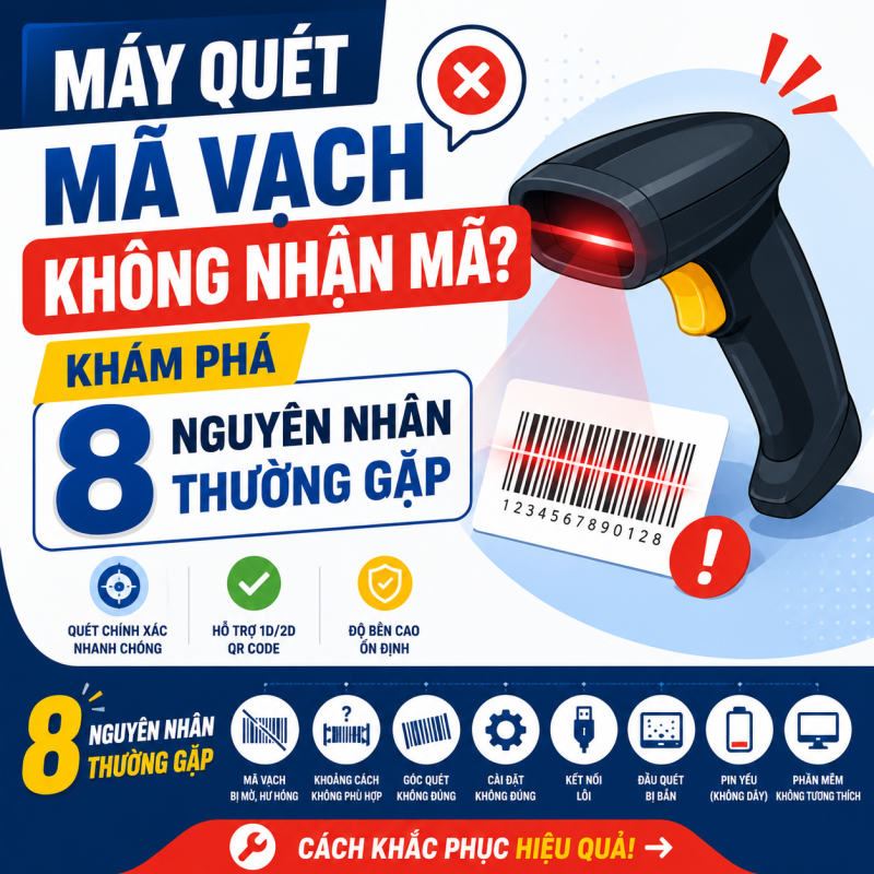 Máy Quét Mã Vạch Không Nhận Mã – 8 Nguyên Nhân Và Cách Khắc Phục
