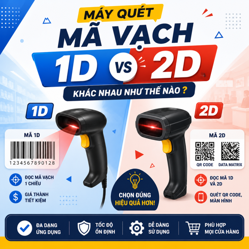 Máy Quét Mã Vạch 1D Và 2D Khác Nhau Như Thế Nào?
