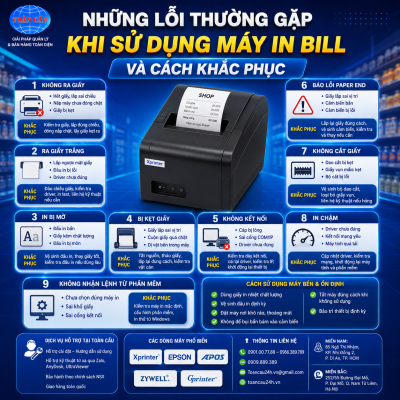 Những lỗi thường gặp khi sử dụng máy in bill và cách khắc phục