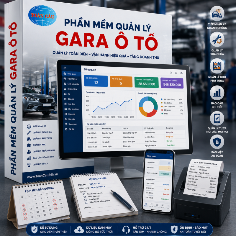 Phần Mềm Quản Lý GARA Ô TÔ Toàn Cầu – Giải Pháp Quản Lý GARA Chuyên Nghiệp Và Hiệu Quả