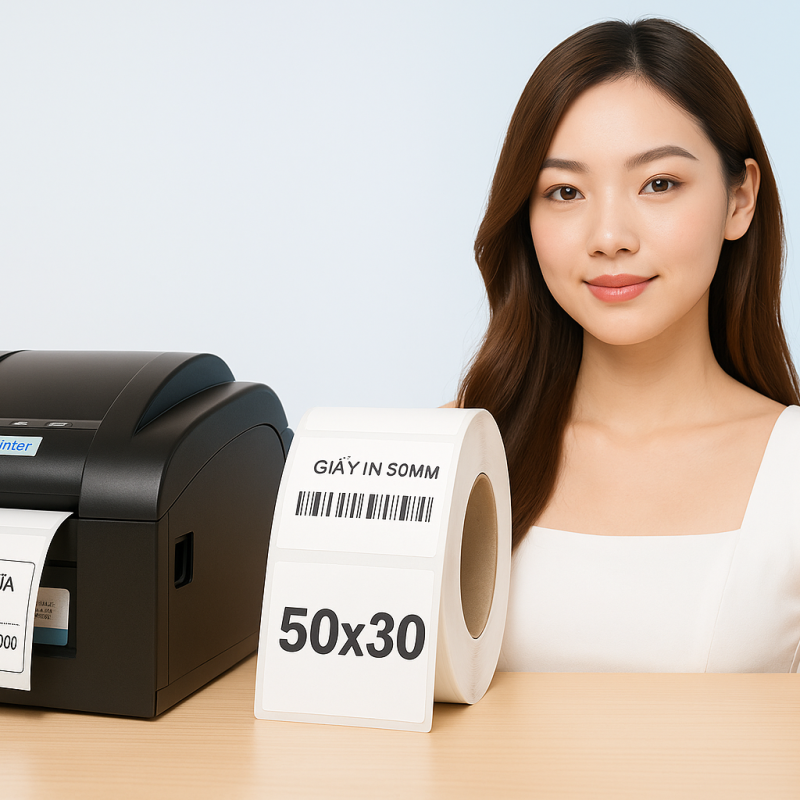 Giấy in tem nhãn 50x30mm loại 30m