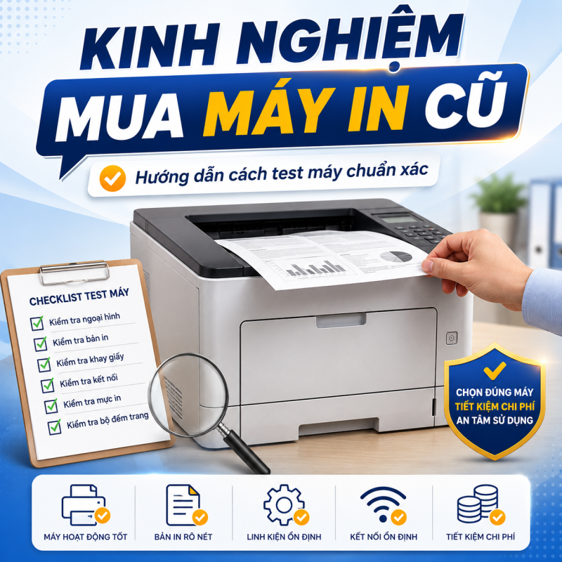 Kinh Nghiệm Mua Máy In Cũ: Hướng Dẫn Cách Test Máy Chuẩn Xác