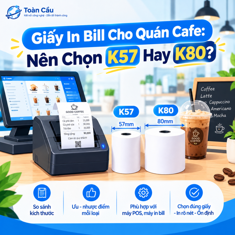 Giấy In Bill Cho Quán Cafe: Nên Chọn K57 Hay K80?