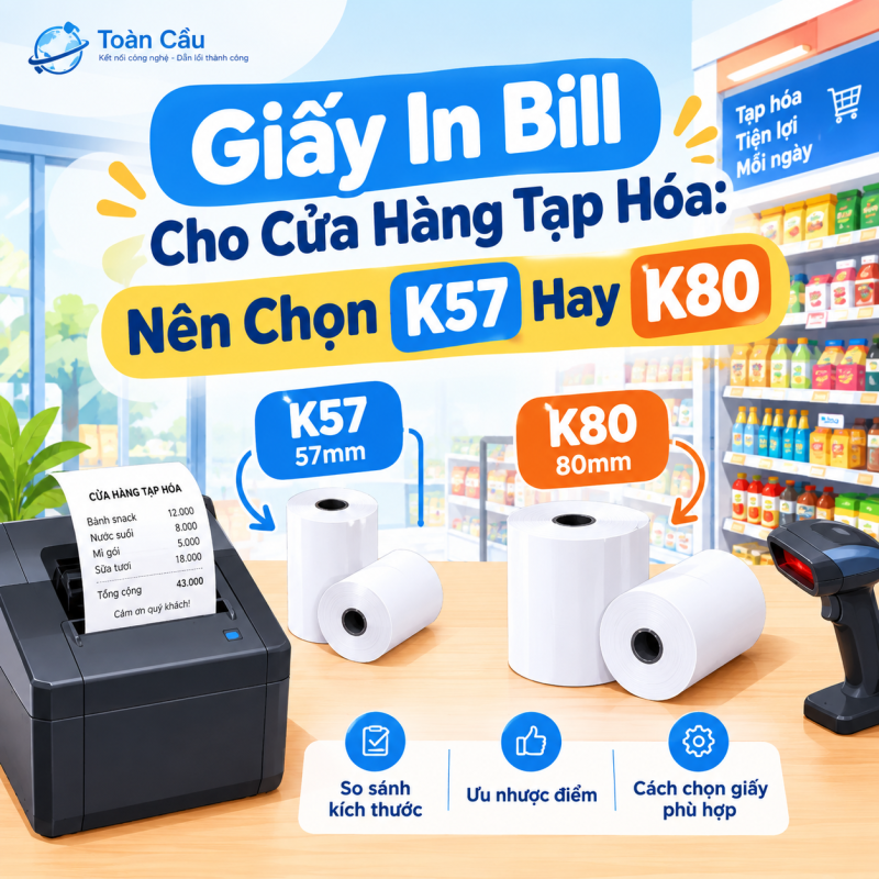 Giấy In Bill Cho Cửa Hàng Tạp Hóa: Nên Chọn K57 Hay K80?