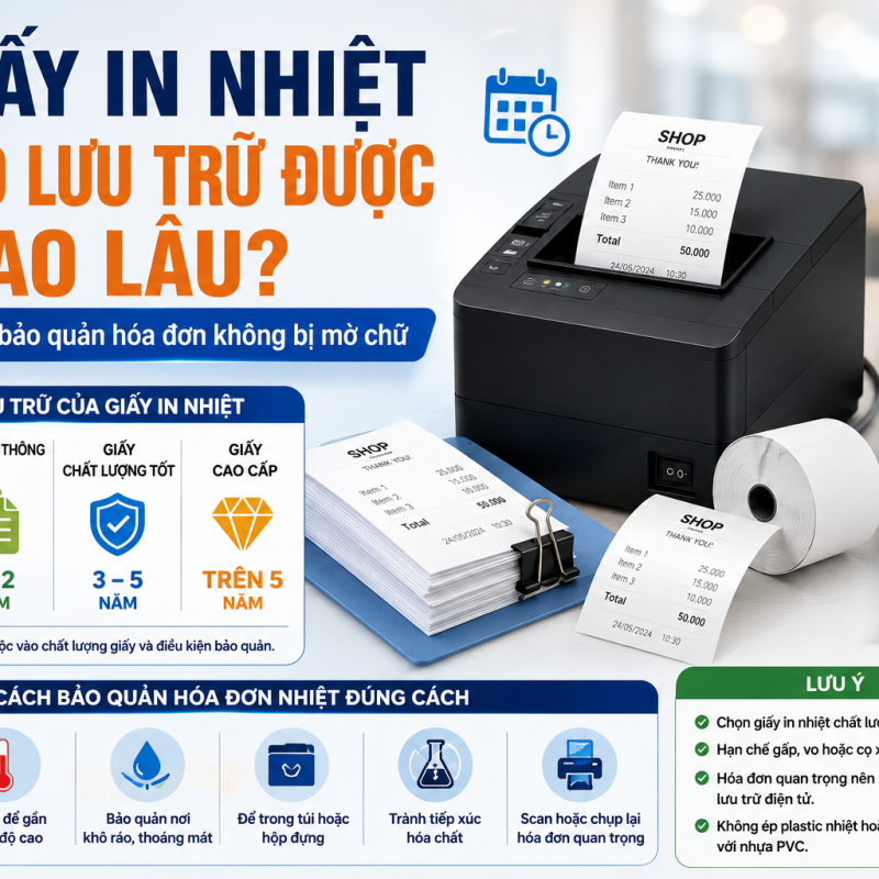 Giấy In Nhiệt Có Lưu Trữ Được Bao Lâu? Cách Bảo Quản Hóa Đơn Không Bị Mờ Chữ
