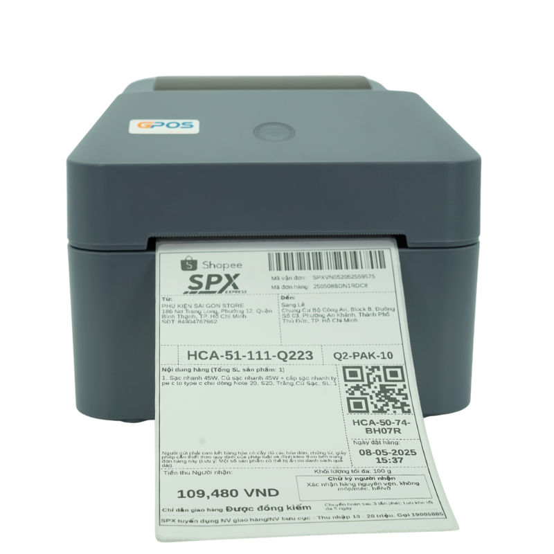 Máy in bill Bluetooth GPOS Mini A6 – In đơn Shopee, TikTok bằng điện thoại