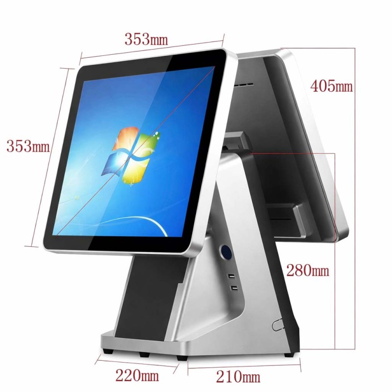 Máy POS Tính Tiền Cảm Ứng Hai Màn Hình Core I3 Thế Hệ 3 /Ram 4G/ SSD 128