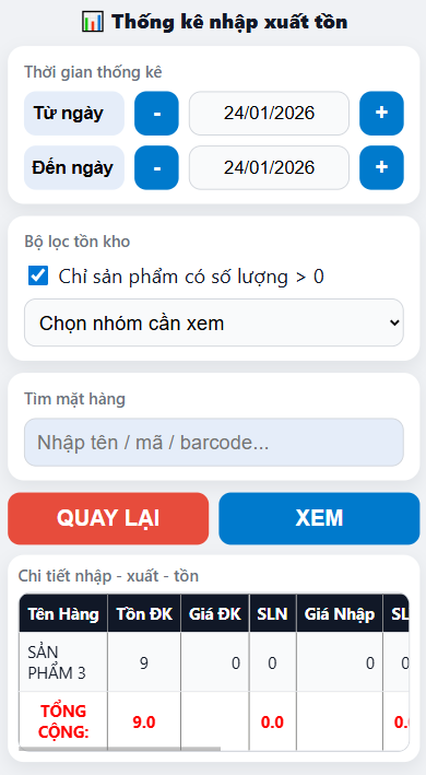 thống kê nhập xuất tồn kho thống kê nhập xuất tồn kho