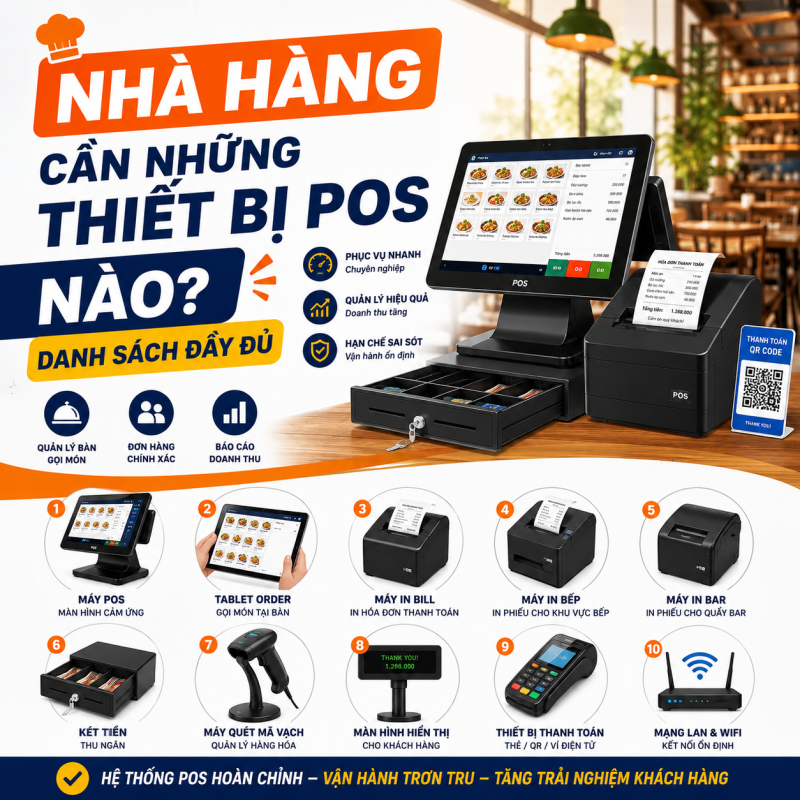 Nhà Hàng Cần Những Thiết Bị POS Nào? Danh Sách Đầy Đủ