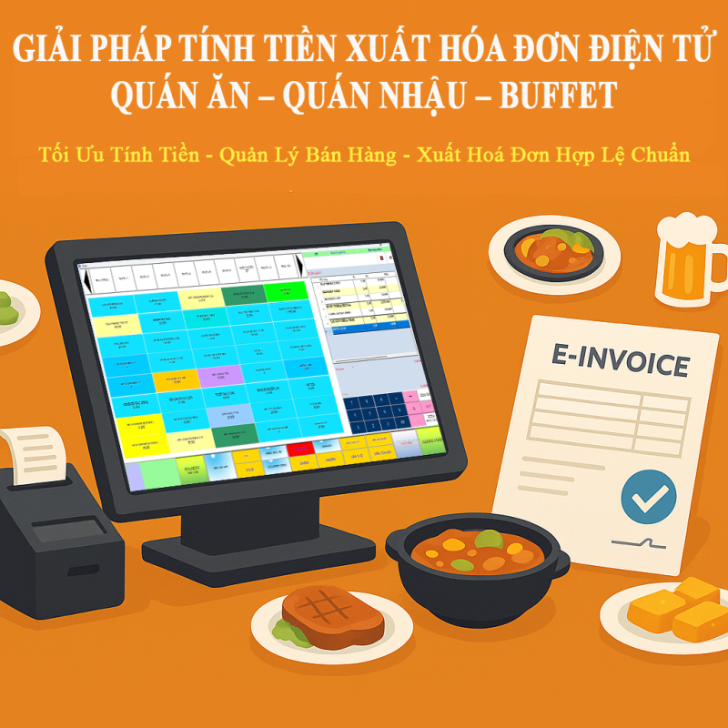 Giải pháp máy tính tiền xuất hóa đơn điện tử cho quán ăn quan nhậu, Buffet