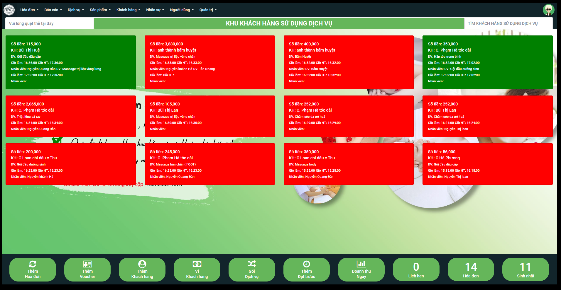 phần mềm quản lý spa - trang chủ
