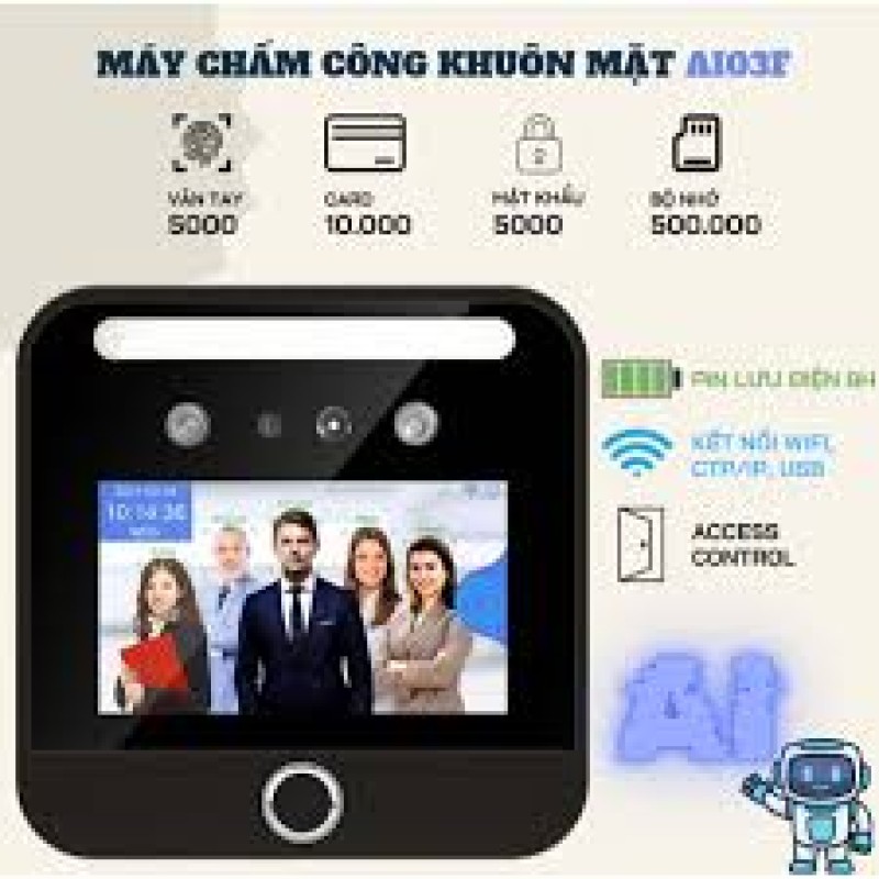 RONALD JACK AI03F – Máy chấm công khuôn mặt pin lưu điện