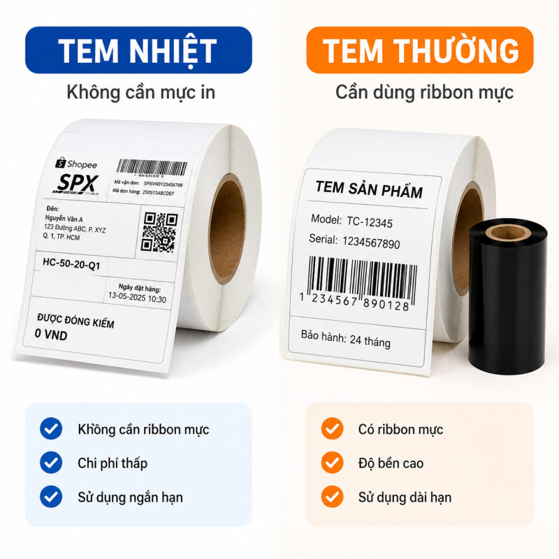 Tem nhiệt và tem thường khác nhau như thế nào? Nên chọn loại nào?