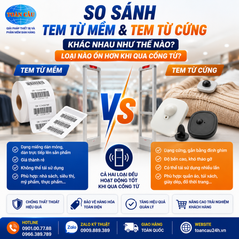Tem từ mềm và tem từ cứng khác nhau như thế nào? Loại nào chống thất thoát hiệu quả hơn?