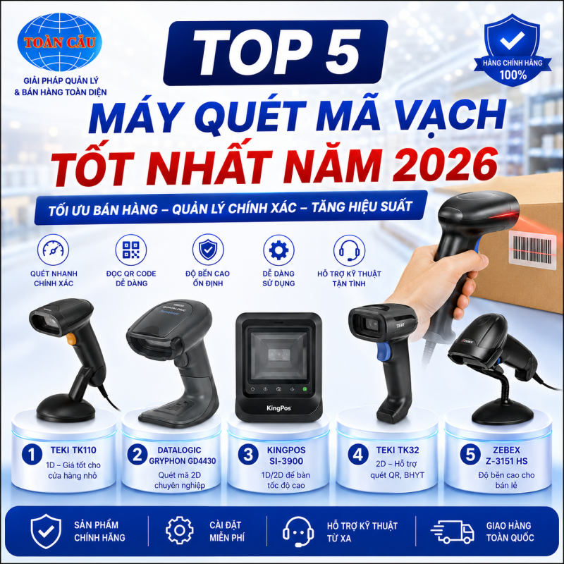 Top 5 máy quét mã vạch tốt nhất năm 2026 tại Toàn Cầu