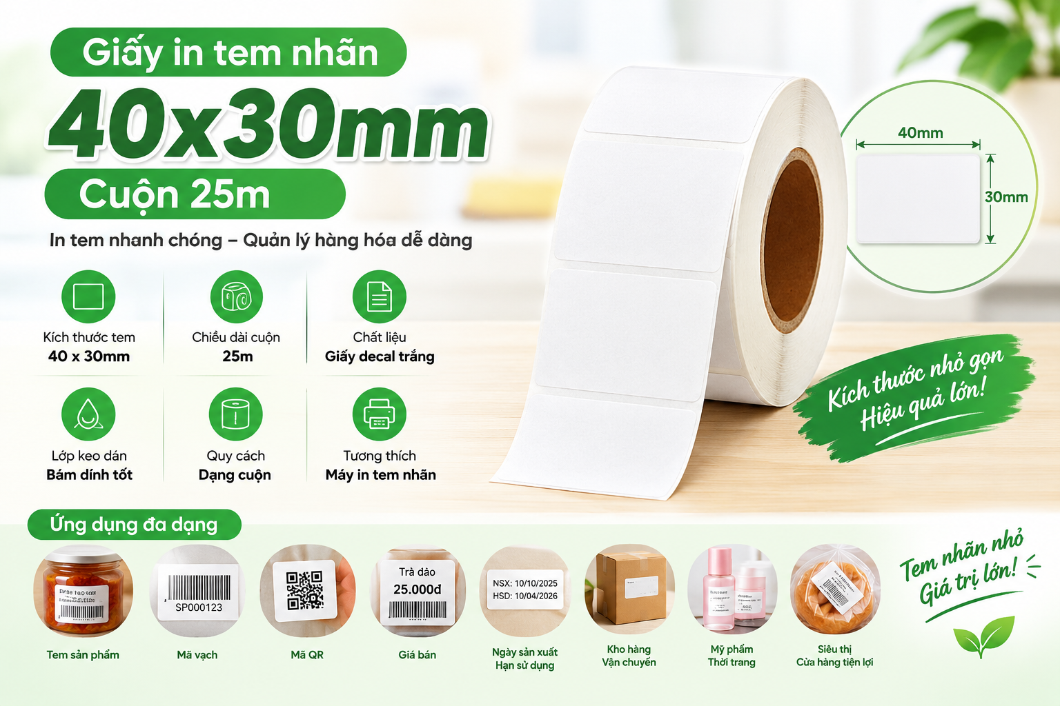 poster 40x30mm loại 25m